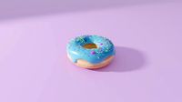Donut with Blue Icing and Sprinkles HQ Detail