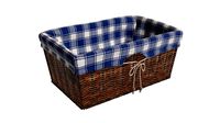 Wicker basket rectangular with fabric dark brown
