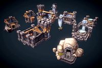 RTS Human Building Set - Low Poly Hand Painted