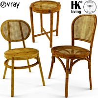 3 samples of Bodeco wooden rattan chair