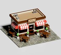 Cafe Low Poly 3D Model