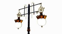 Cast iron old street light lamp crown with 2 luminaries