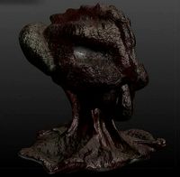 Space monster head 3D - Alien - Sticky green