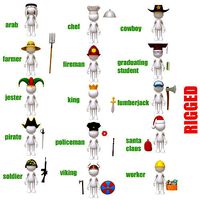 Stickman 15 Characters Collection Rigged