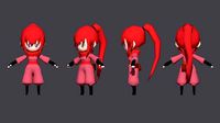 Low Poly Chibi Ninja Woman 2 Character