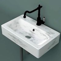Marble sink with mixer faucet and pipes