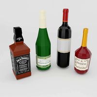 Low poly set of 4 bottles