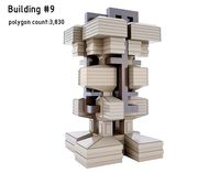 Low-Poly Scifi Building N9 3d model for city or Cartoon