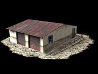 Low poly old warehouses