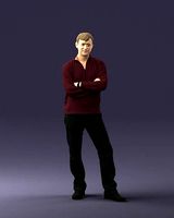 Young man burgundy sweater 0697 3D Print Reay | 3D