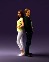 Man and woman back to back 0688 3D Print Ready | 3D