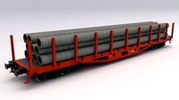 Flat Rail Car with pipes