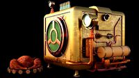 Cute chick and SteamPunk oven