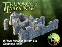 Damaged Stone Walls Modular Terrain Set | 3D