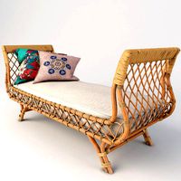 Rattan Paloma Beach Bench with Pillows