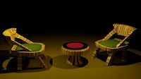 WOODEN CHAIRS WITH TINY TABLE