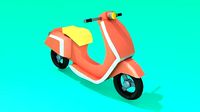Low poly Vespa-Motorcycle 3D game asset