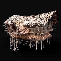 TRIBAL JUNGLE PRIMAL HUT HOUSE REED THATCHED TREE SURVIVAL AAA