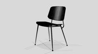 Soborg Metal Base Chair-Black lacquered and Black Steel