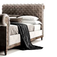 RH Chesterfield Bed with footerboard