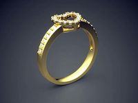 Heart Shaped Wedding Ring With Diamonds 1012 | 3D