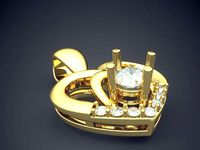 Heart-Shaped Detailed Diamond Pendant 1015 | 3D