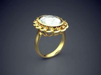 Vintage Classic Fancy Pearl Diamond Ring 1019  | 3D