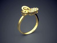Pretty Feminine Butterfly shaped Diamond Ring 1034 | 3D
