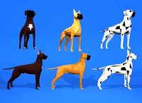 6 Dogs Great Dane - Dogue allemand Lowpoly | 3D