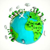 Cartoon low poly earth tree pack model