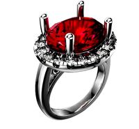 Oval and Round Gemstone Halo Ring | 3D