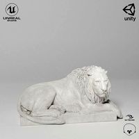 Recumbent Lion Sculpture VR AR Mobile-ready Game-ready