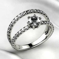 5mm Diamod Gold Double Ring | 3D
