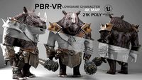 rhino game character  pbr -vr