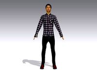 man   Chex shrit with black Jenis Pant  | 3D