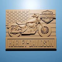 Harley Davidson Motorbike STL 3D Model cnc Router Engraver  | 3D