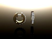 Small Size Diamond Dangle Hoop Earring 2MM | 3D