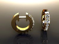 Small Size Diamond Dangle Hoop Earring 1mm50 | 3D