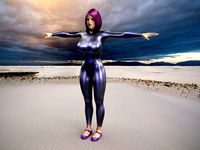 Purple Hair and Body Suite Lady