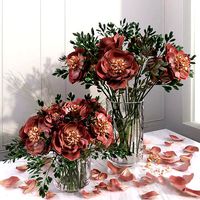 Red Pink Camellia Peony Bouquet Flower Vases 3d model