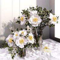 White camellia peony bouquet glass vases