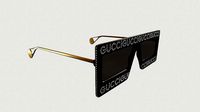 Gucci Women Black Crystal Logo Shield Sunglasses