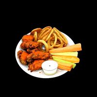 fried chicken with french fries Low-poly 3D