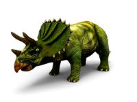 3D Green Triceratops dinosaur low poly