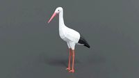 Low Poly Cartoon Stork