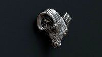 Aries ram head  with horns for pendant  | 3D