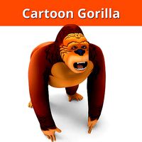 3D cartoon Gorilla Models game ready low poly