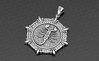 Scorpio Zodiac Horoscope pendant medalion jewelry | 3D