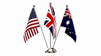 Desk decorative flag on triple flagpole