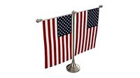 Decorative desk flag on double flagpole